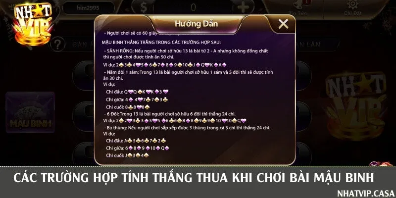 Luật tính thắng thua mậu binh thông thường và thắng trắng