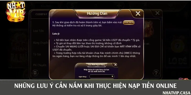 Lưu ý quan trọng khi thực hiện giao dịch gửi tiền vào cổng game